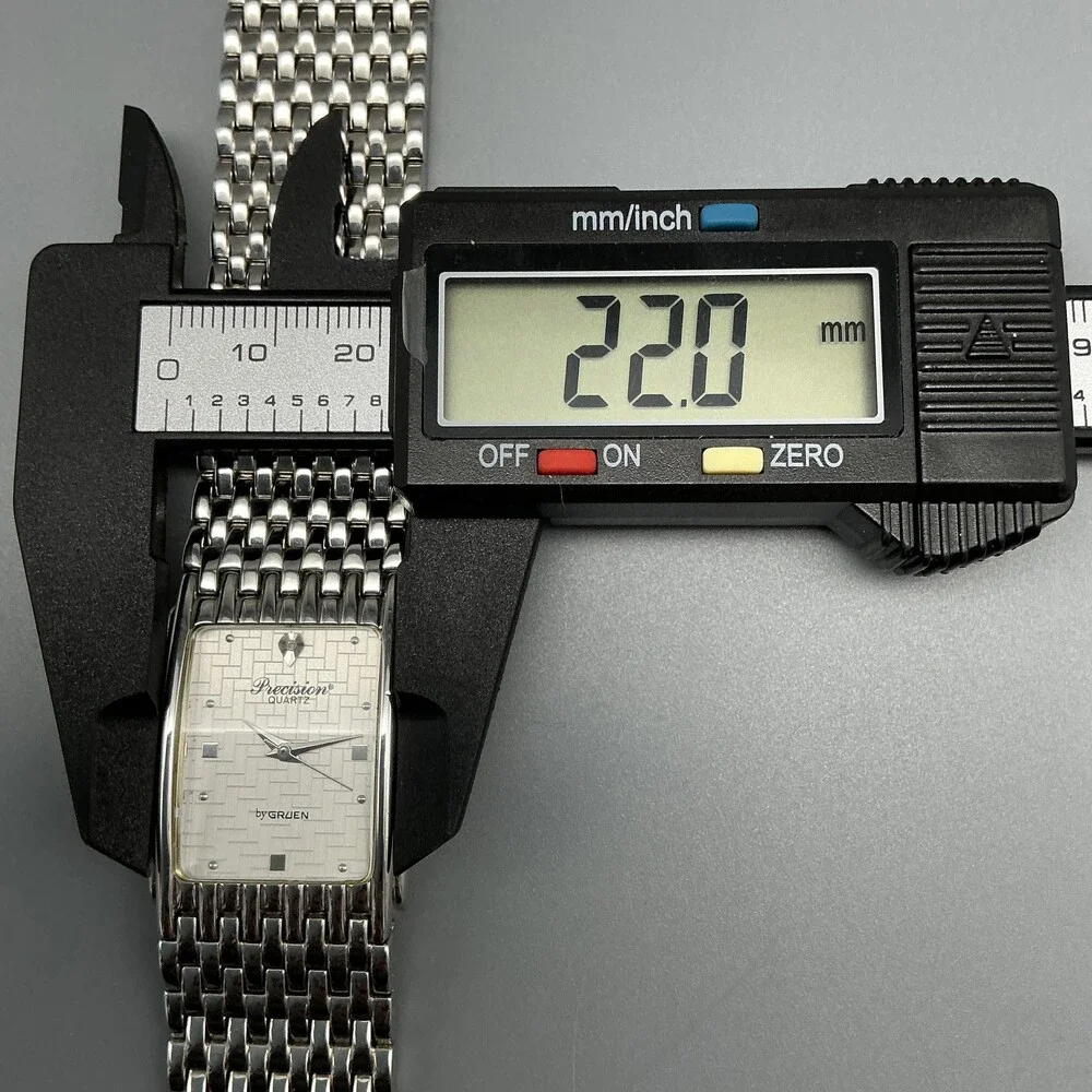 Gruen Precision Mens Watch 22mm Silver Tone Rectangle Dial New Battery 8.25